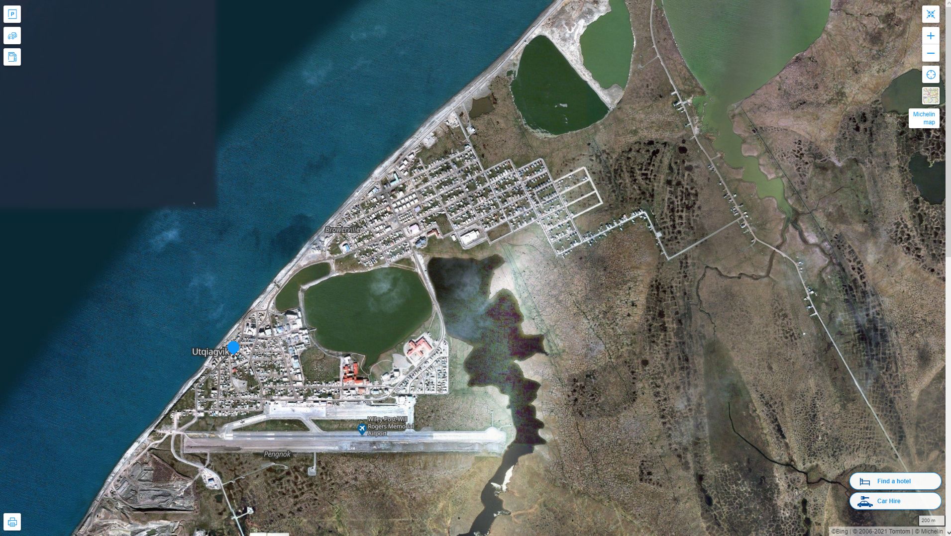 Barrow Alaska Highway and Road Map with Satellite View